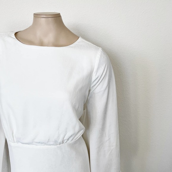 [Modcloth] Lily White Loveliness Babydoll Dress Jacquard Bell Sleeves NWT Sz 1X - Picture 9 of 12